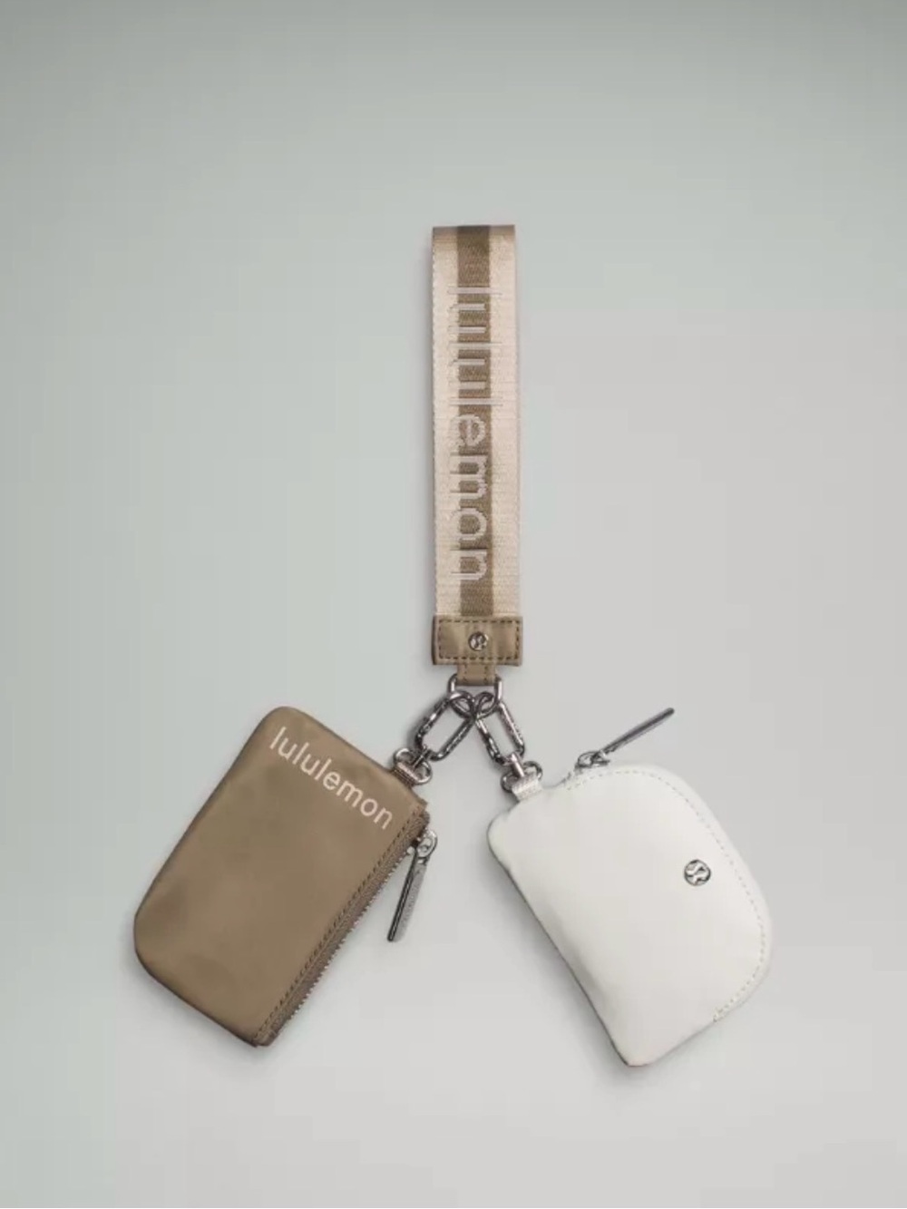 lululemon athletica Beige and White Double Pouch Wristlet